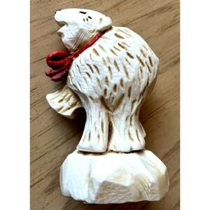 Vtg David Frykman Figurine Polar Bear Christmas 1995 Red Bow 4” Collectible Bear